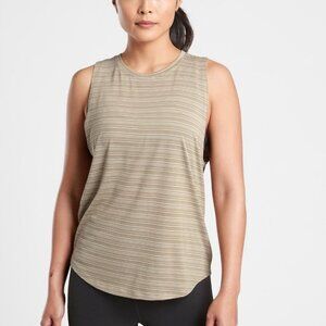 Athleta Cloudlight Striped Muscle Tank XS Olive Ivory‎